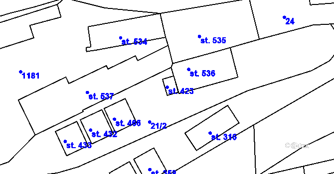 Parcela st. 423 v KÚ Husinec, Katastrální mapa