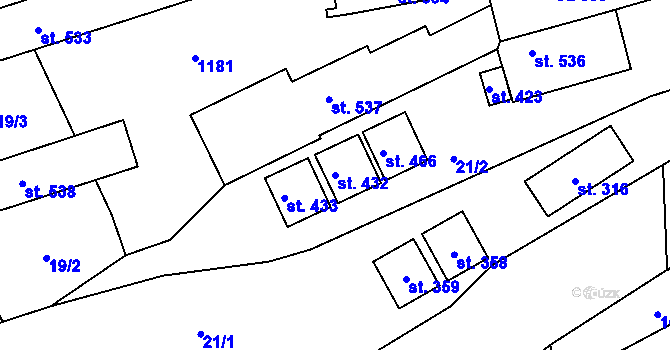 Parcela st. 432 v KÚ Husinec, Katastrální mapa