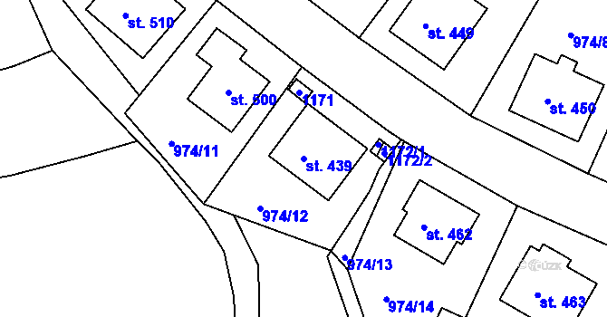 Parcela st. 439 v KÚ Husinec, Katastrální mapa