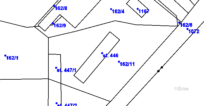 Parcela st. 446 v KÚ Husinec, Katastrální mapa