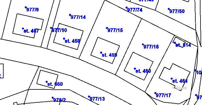 Parcela st. 459 v KÚ Husinec, Katastrální mapa