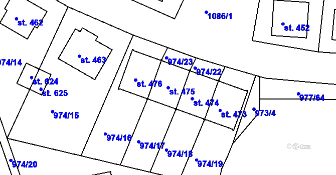 Parcela st. 475 v KÚ Husinec, Katastrální mapa