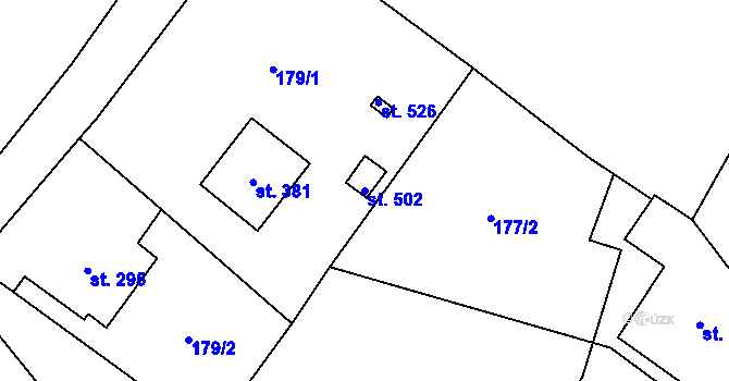 Parcela st. 502 v KÚ Husinec, Katastrální mapa