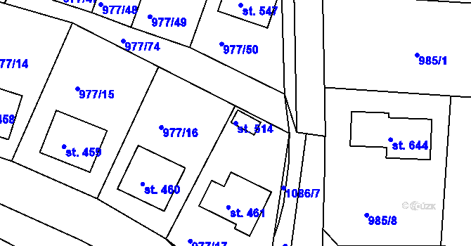 Parcela st. 514 v KÚ Husinec, Katastrální mapa