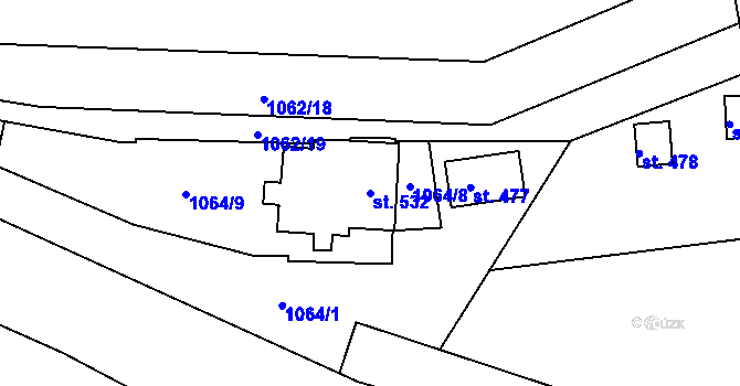 Parcela st. 532 v KÚ Husinec, Katastrální mapa