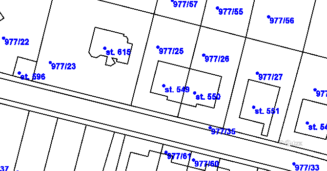 Parcela st. 549 v KÚ Husinec, Katastrální mapa