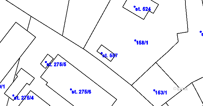Parcela st. 557 v KÚ Husinec, Katastrální mapa