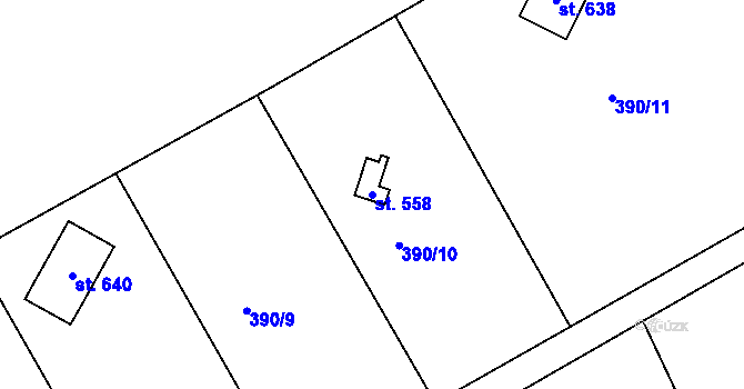 Parcela st. 558 v KÚ Husinec, Katastrální mapa