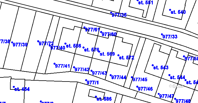 Parcela st. 569 v KÚ Husinec, Katastrální mapa