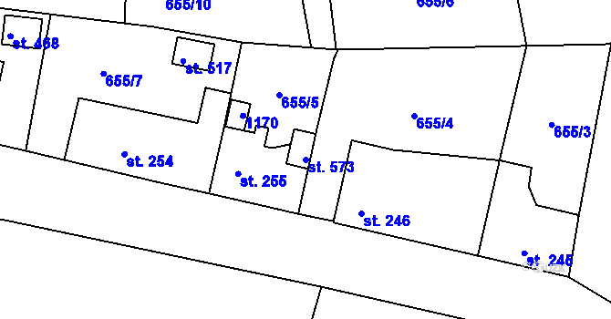 Parcela st. 573 v KÚ Husinec, Katastrální mapa