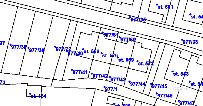 Parcela st. 576 v KÚ Husinec, Katastrální mapa