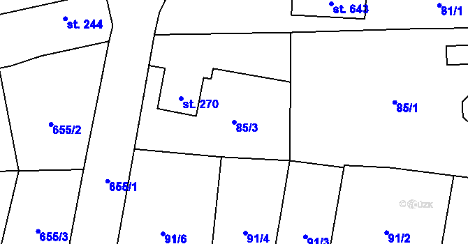 Parcela st. 85/3 v KÚ Husinec, Katastrální mapa