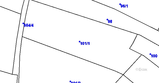 Parcela st. 101/1 v KÚ Husinec, Katastrální mapa