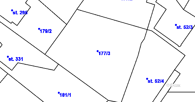 Parcela st. 177/3 v KÚ Husinec, Katastrální mapa