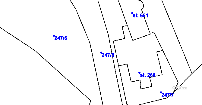 Parcela st. 247/5 v KÚ Husinec, Katastrální mapa