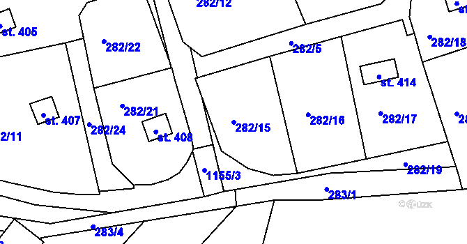 Parcela st. 282/15 v KÚ Husinec, Katastrální mapa
