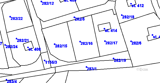 Parcela st. 282/16 v KÚ Husinec, Katastrální mapa