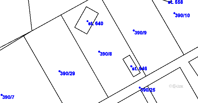 Parcela st. 390/8 v KÚ Husinec, Katastrální mapa