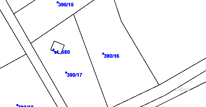 Parcela st. 390/16 v KÚ Husinec, Katastrální mapa