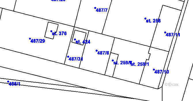 Parcela st. 487/8 v KÚ Husinec, Katastrální mapa