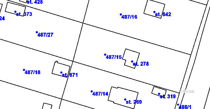 Parcela st. 487/15 v KÚ Husinec, Katastrální mapa