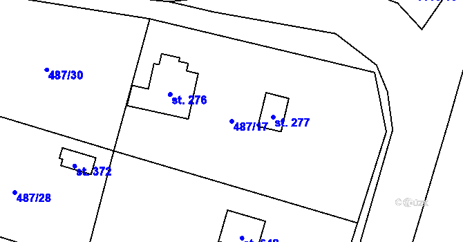 Parcela st. 487/17 v KÚ Husinec, Katastrální mapa