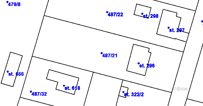 Parcela st. 487/21 v KÚ Husinec, Katastrální mapa