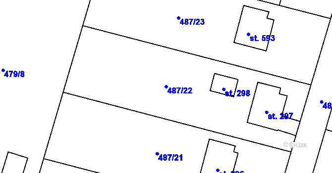 Parcela st. 487/22 v KÚ Husinec, Katastrální mapa