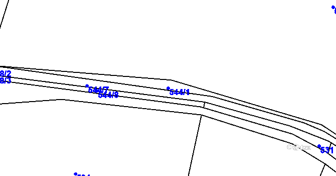 Parcela st. 544/1 v KÚ Husinec, Katastrální mapa
