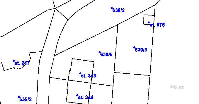 Parcela st. 639/5 v KÚ Husinec, Katastrální mapa
