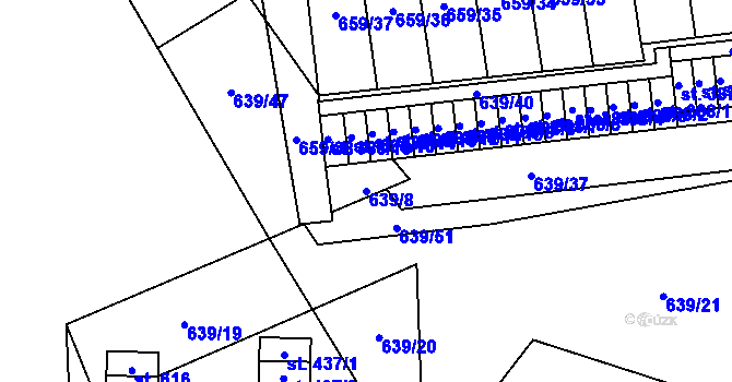 Parcela st. 639/8 v KÚ Husinec, Katastrální mapa