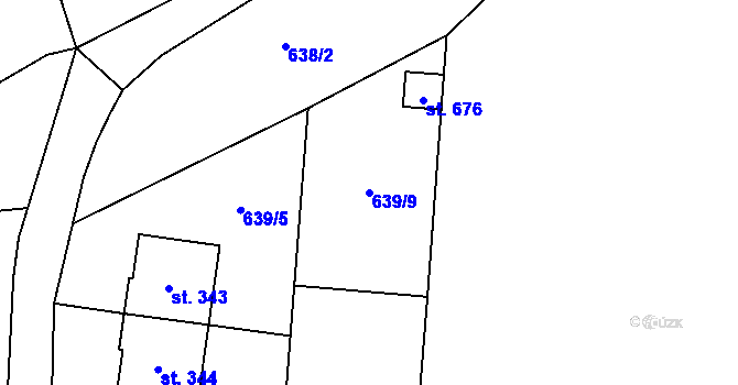 Parcela st. 639/9 v KÚ Husinec, Katastrální mapa