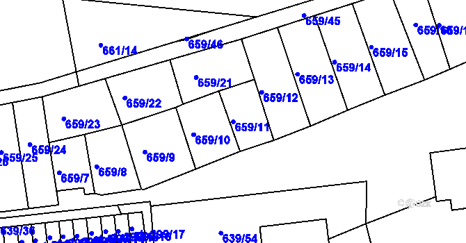 Parcela st. 659/11 v KÚ Husinec, Katastrální mapa