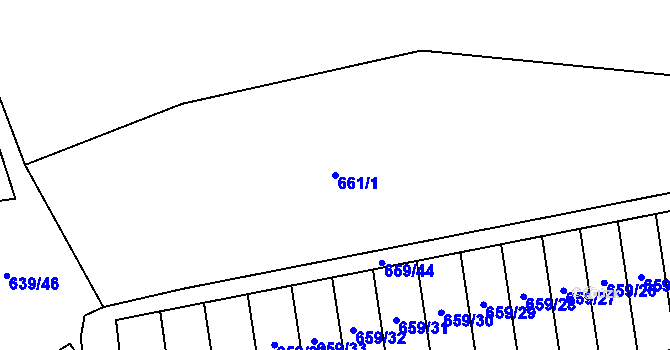 Parcela st. 661/1 v KÚ Husinec, Katastrální mapa