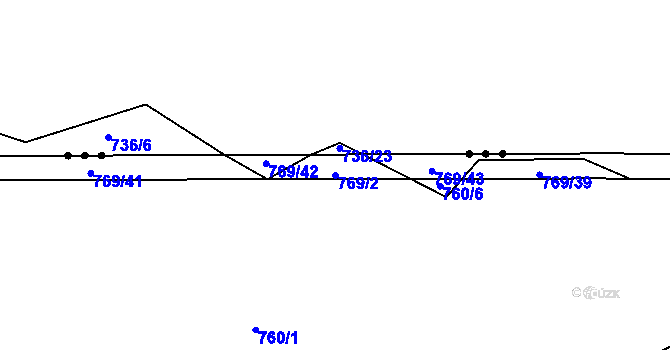 Parcela st. 769/2 v KÚ Husinec, Katastrální mapa