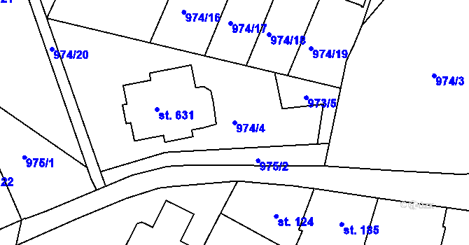 Parcela st. 974/4 v KÚ Husinec, Katastrální mapa