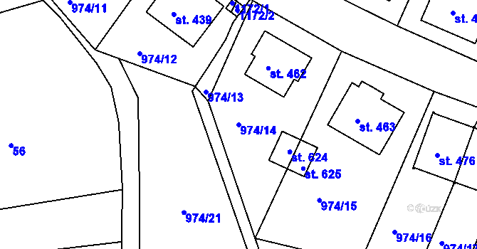 Parcela st. 974/14 v KÚ Husinec, Katastrální mapa