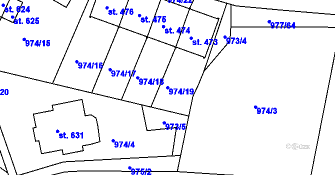 Parcela st. 974/19 v KÚ Husinec, Katastrální mapa