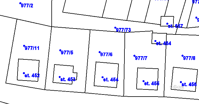 Parcela st. 977/6 v KÚ Husinec, Katastrální mapa