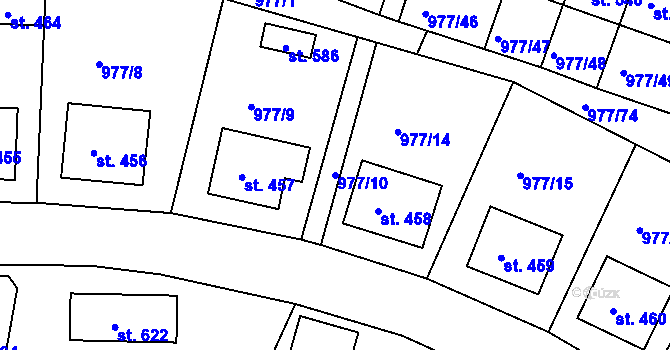 Parcela st. 977/10 v KÚ Husinec, Katastrální mapa