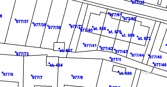 Parcela st. 977/41 v KÚ Husinec, Katastrální mapa