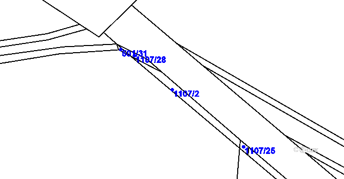 Parcela st. 1107/2 v KÚ Husinec, Katastrální mapa