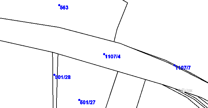 Parcela st. 1107/4 v KÚ Husinec, Katastrální mapa