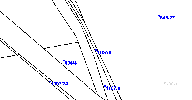 Parcela st. 1107/8 v KÚ Husinec, Katastrální mapa