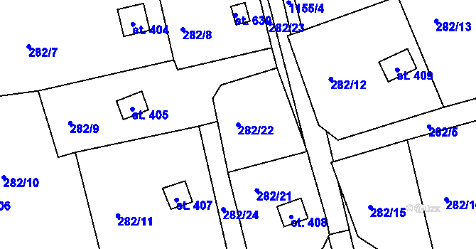 Parcela st. 282/22 v KÚ Husinec, Katastrální mapa