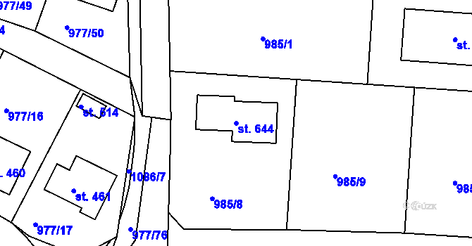 Parcela st. 644 v KÚ Husinec, Katastrální mapa