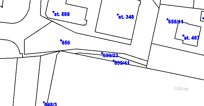 Parcela st. 639/23 v KÚ Husinec, Katastrální mapa