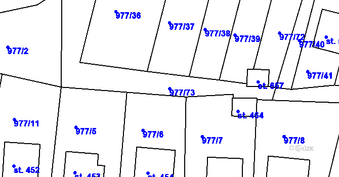 Parcela st. 977/73 v KÚ Husinec, Katastrální mapa