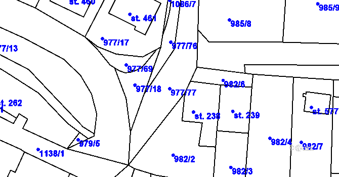 Parcela st. 977/77 v KÚ Husinec, Katastrální mapa