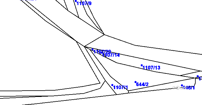 Parcela st. 1107/14 v KÚ Husinec, Katastrální mapa